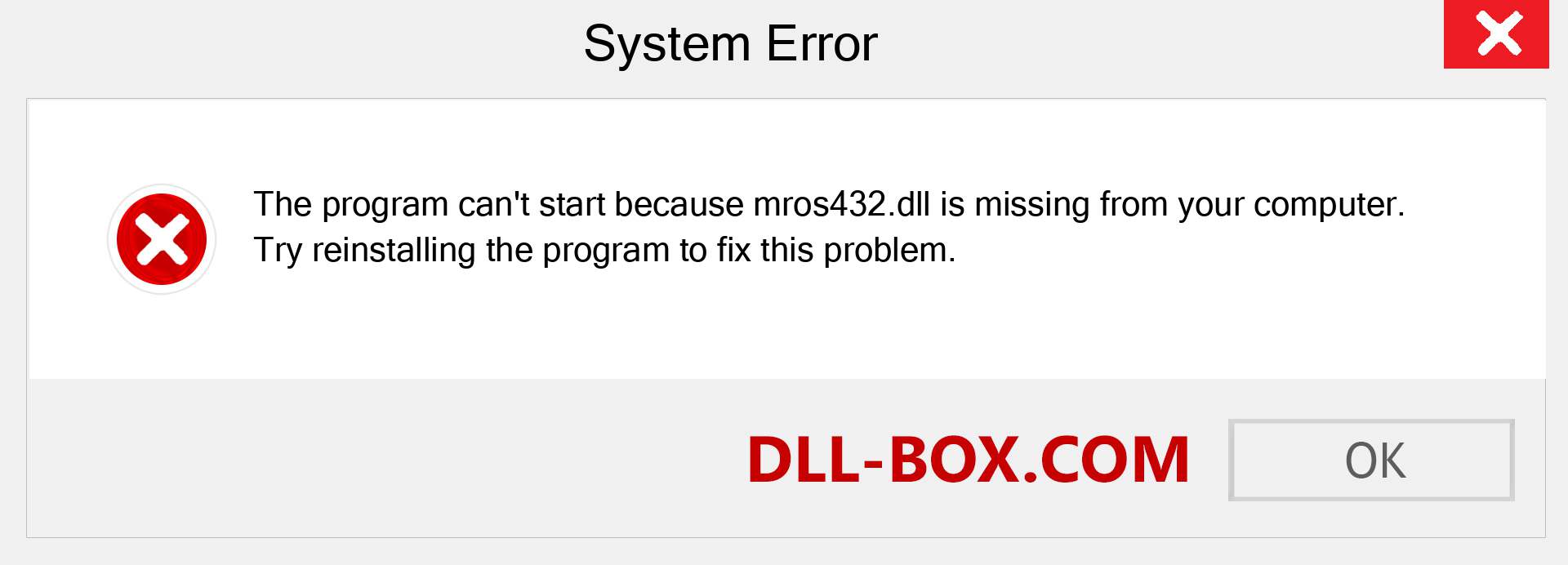  mros432.dll file is missing?. Download for Windows 7, 8, 10 - Fix  mros432 dll Missing Error on Windows, photos, images