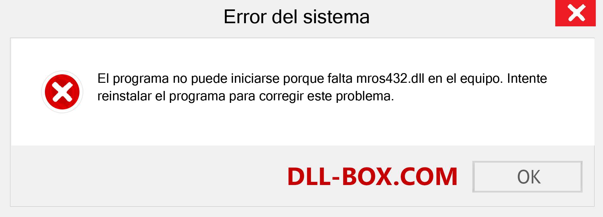 ¿Falta el archivo mros432.dll ?. Descargar para Windows 7, 8, 10 - Corregir mros432 dll Missing Error en Windows, fotos, imágenes