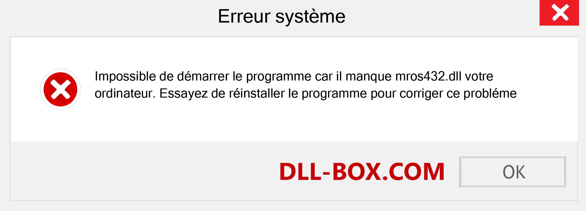 Le fichier mros432.dll est manquant ?. Télécharger pour Windows 7, 8, 10 - Correction de l'erreur manquante mros432 dll sur Windows, photos, images