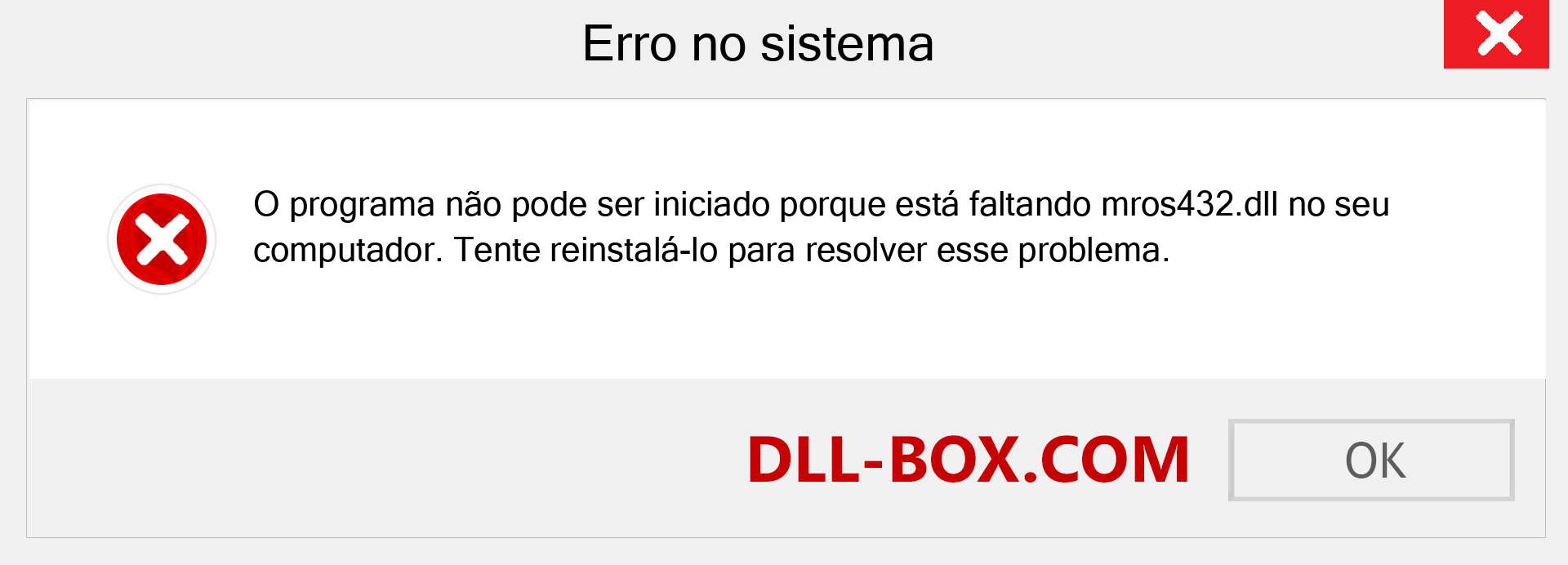 Arquivo mros432.dll ausente ?. Download para Windows 7, 8, 10 - Correção de erro ausente mros432 dll no Windows, fotos, imagens